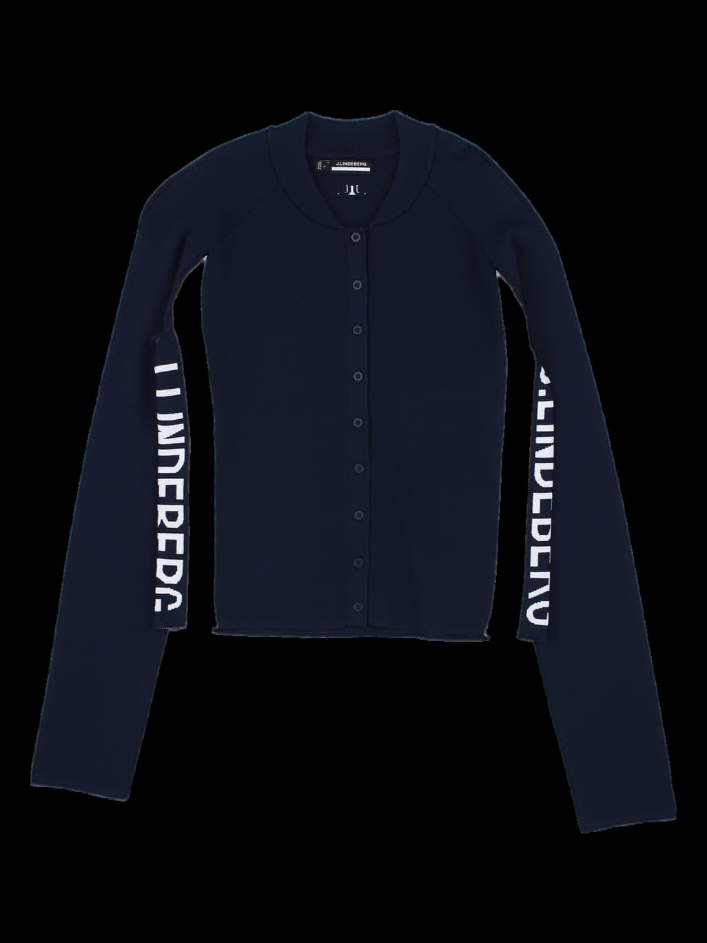 제이린드버그 네이비 배색 로고 카디건