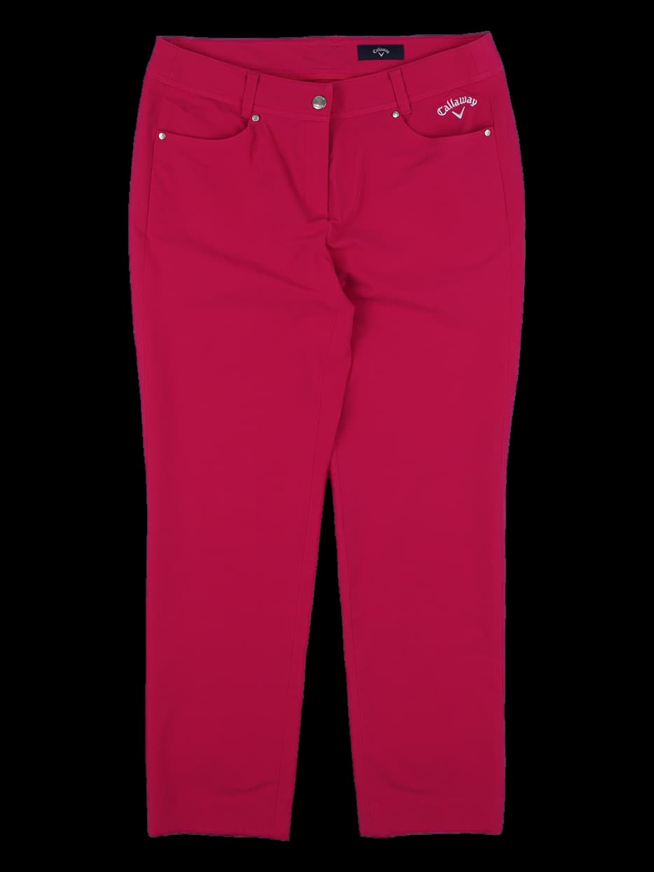 핑크 슬림핏 면혼방 긴바지