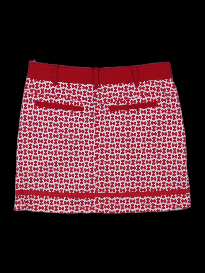 레드 기하학 패턴 미니 스커트