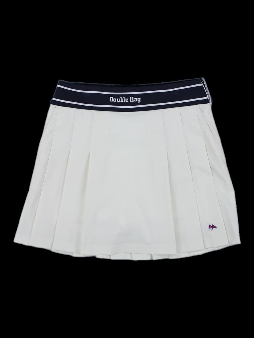 더블플래그 로고 포인트 플리츠 스커트 아이보리