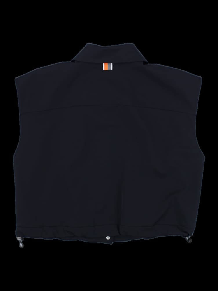 블랙 크롭 민소매 자켓 베스트