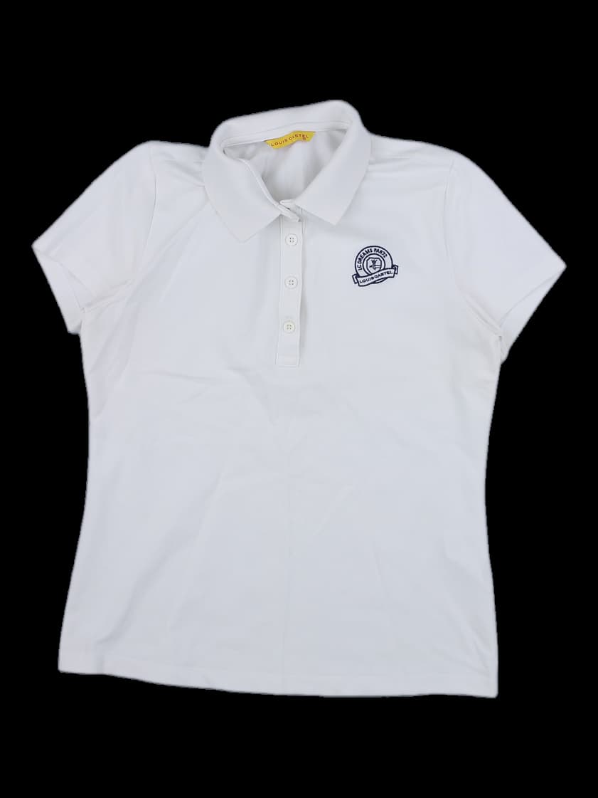 여성 화이트 반팔 카라 티셔츠