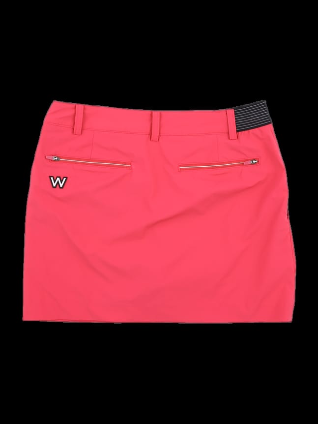 핑크 블랙 배색 미니 스커트