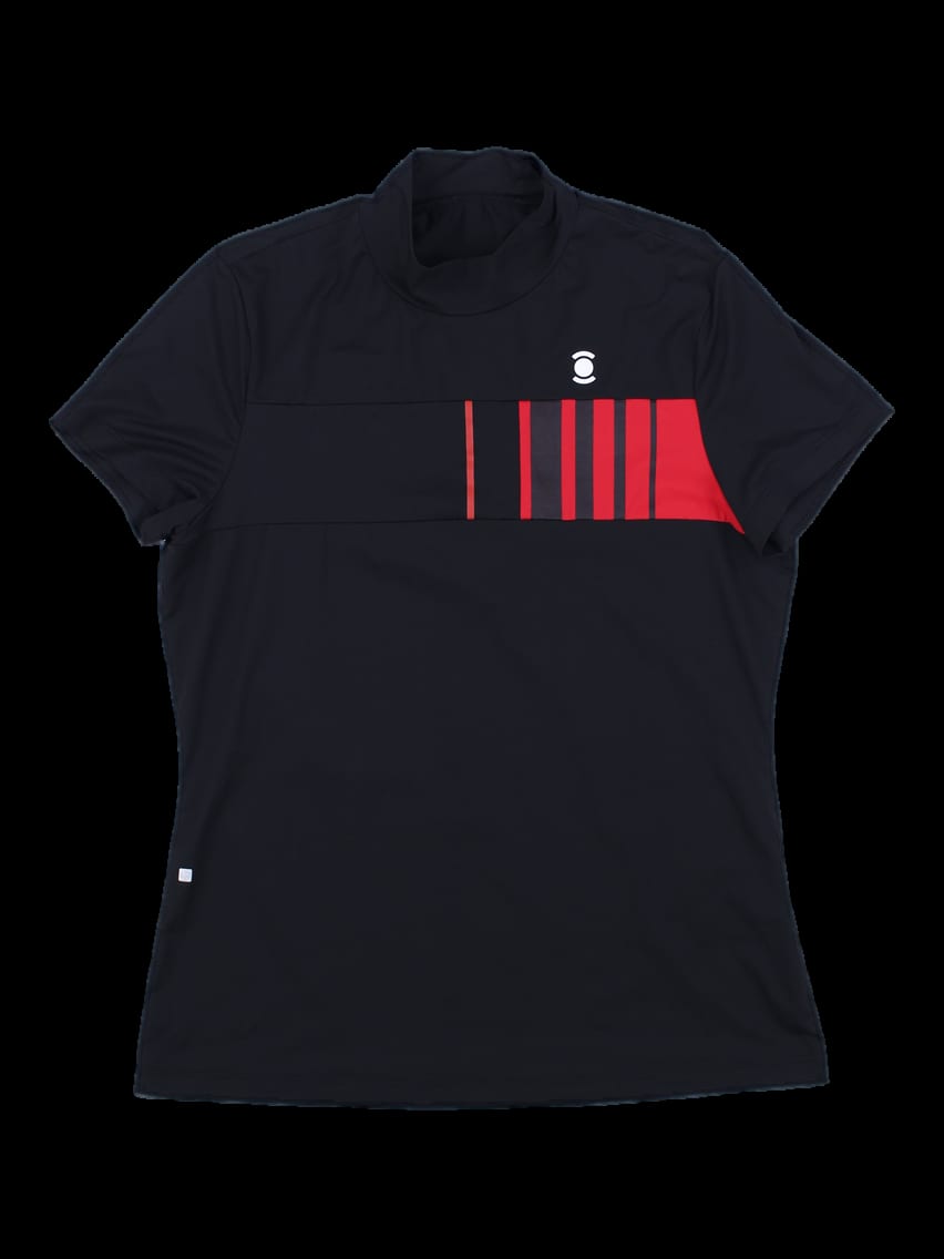 블랙 레드 포인트 스탠드칼라 반팔 티셔츠