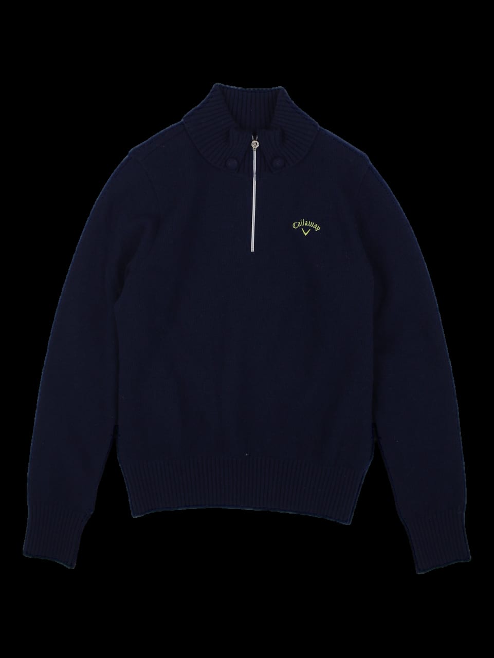 네이비 로고 반집업 긴팔 니트