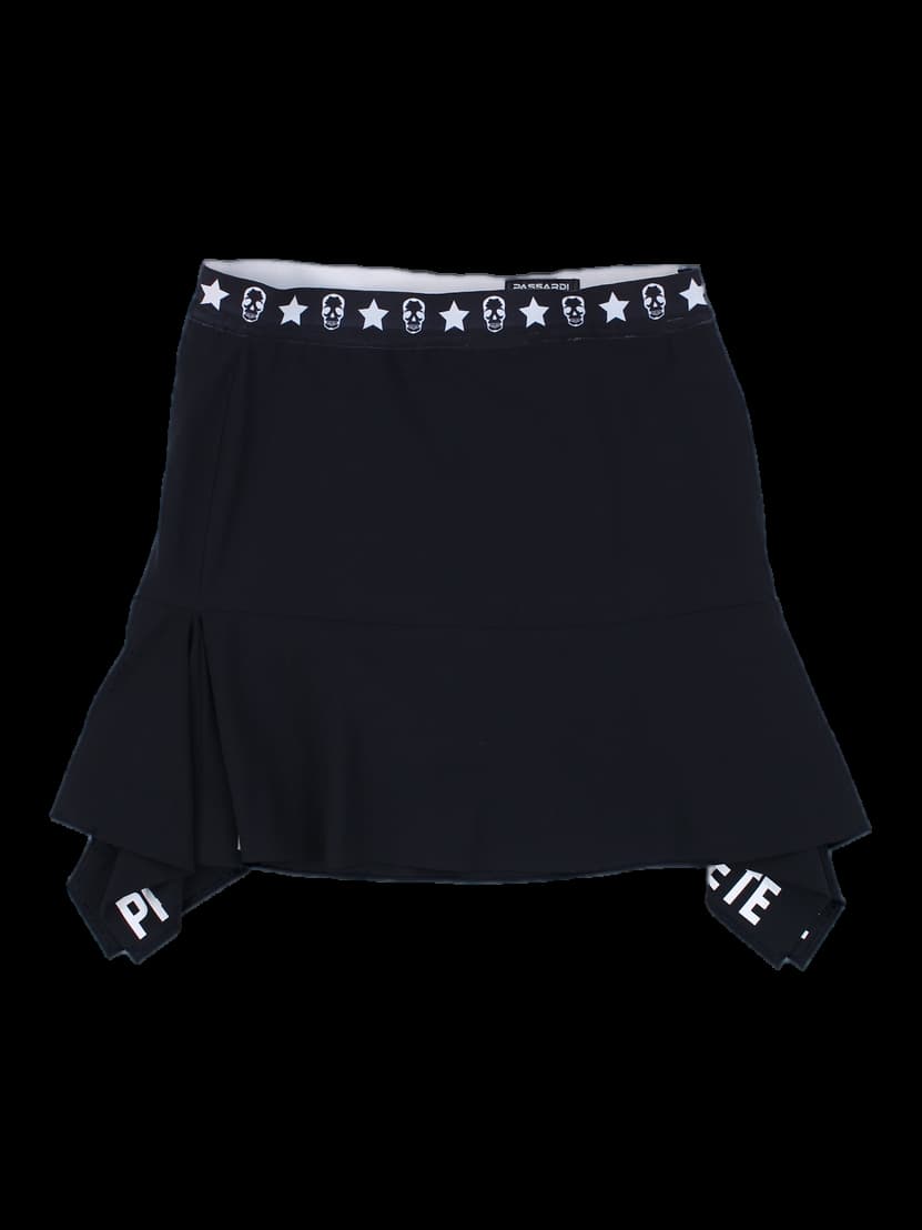 블랙 스컬 스타 웨이스트 테이프 스커트