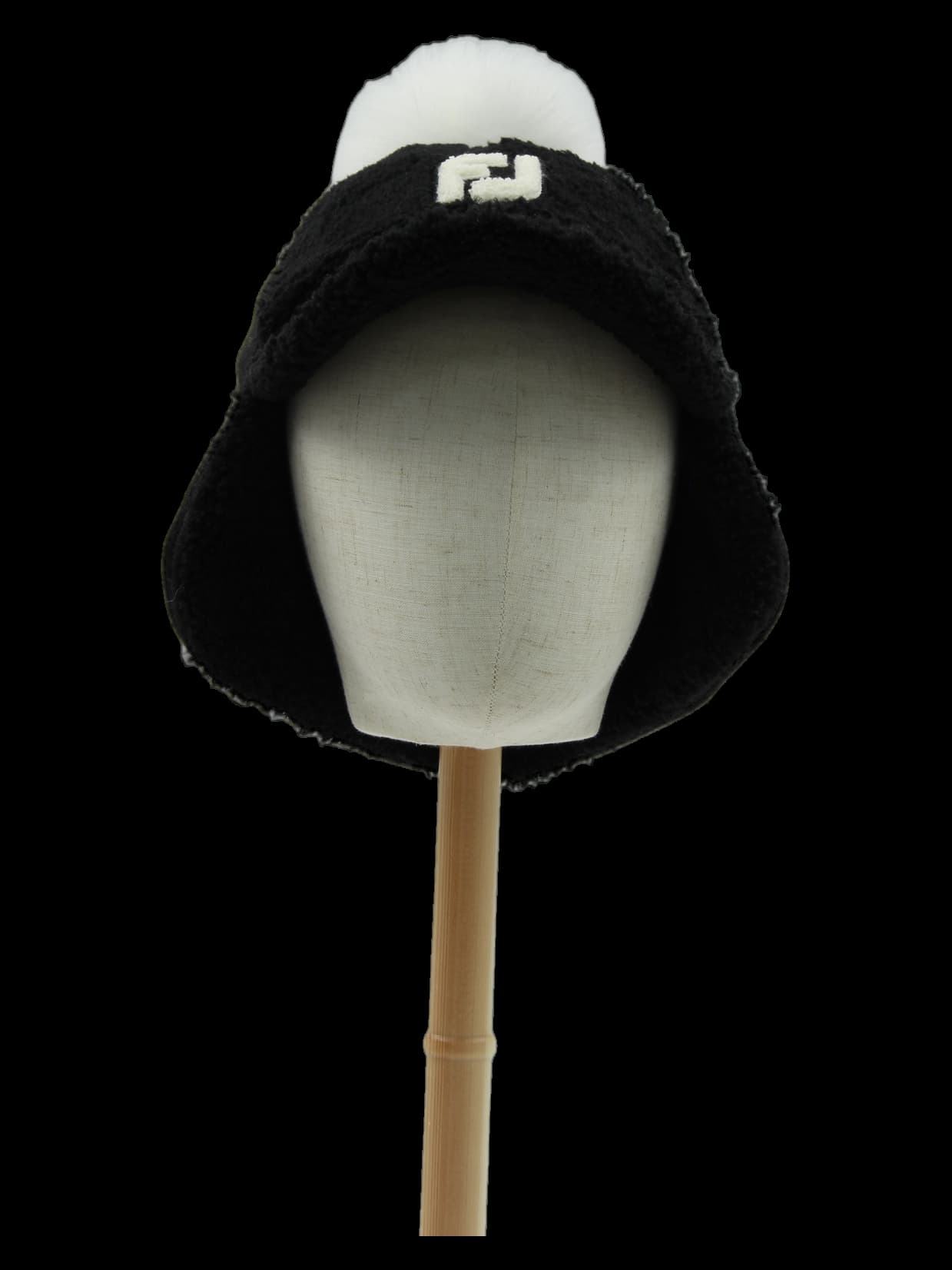 블랙 보아 털방울 귀달이 모자