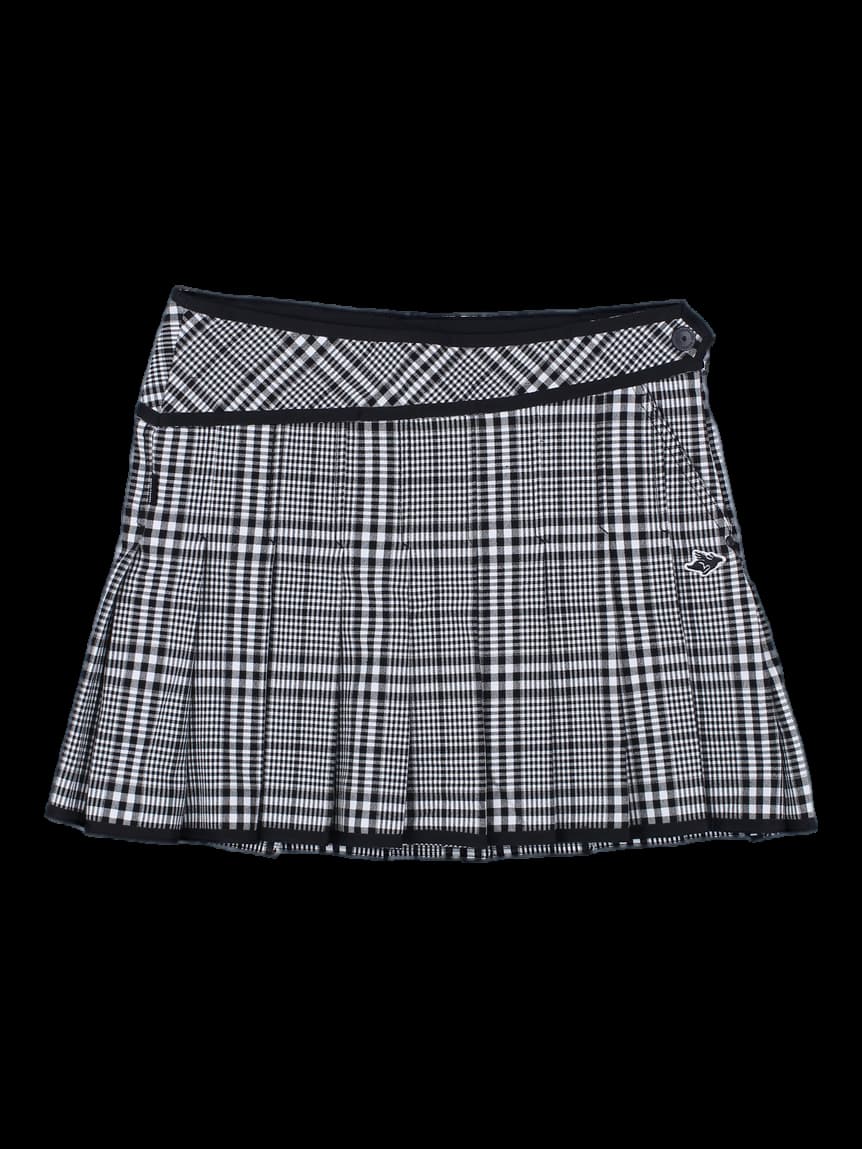 블랙 체크 주름 스커트