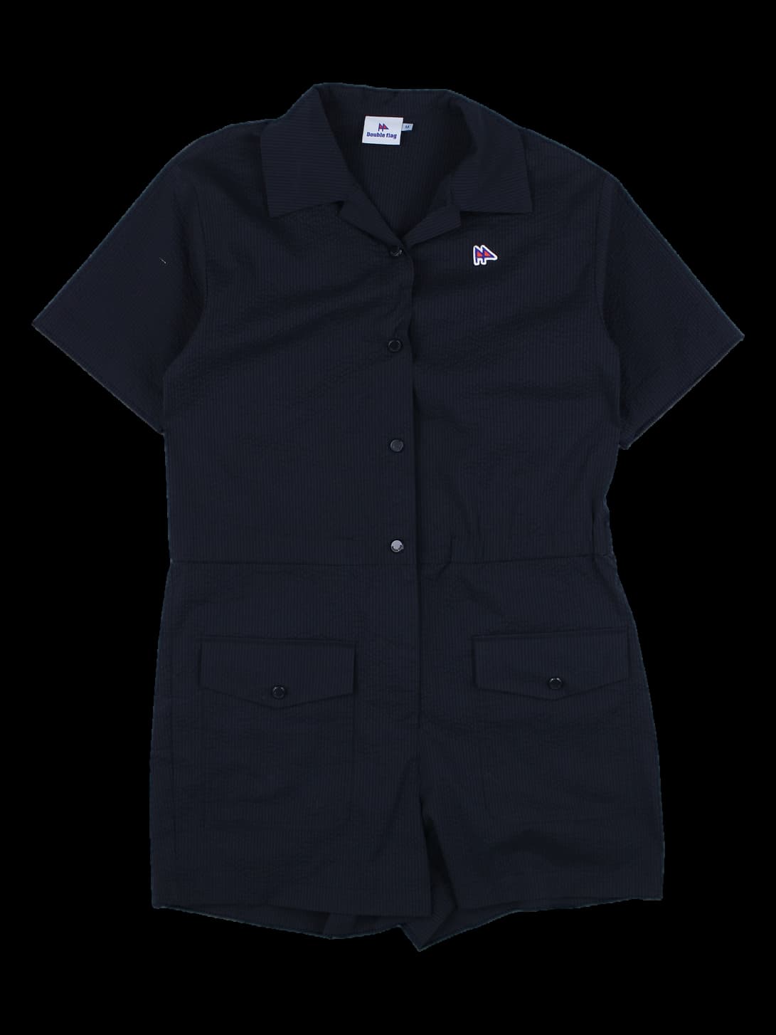 블랙 시어서커 반팔 점프수트