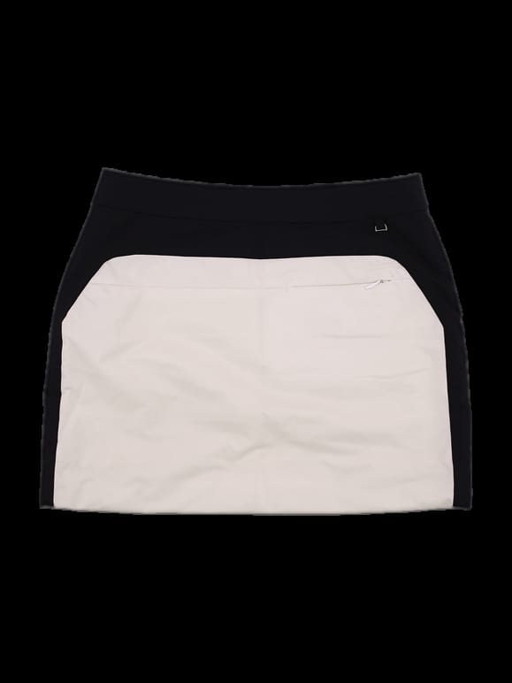 블랙/아이보리 배색 퀼팅 미니 스커트
