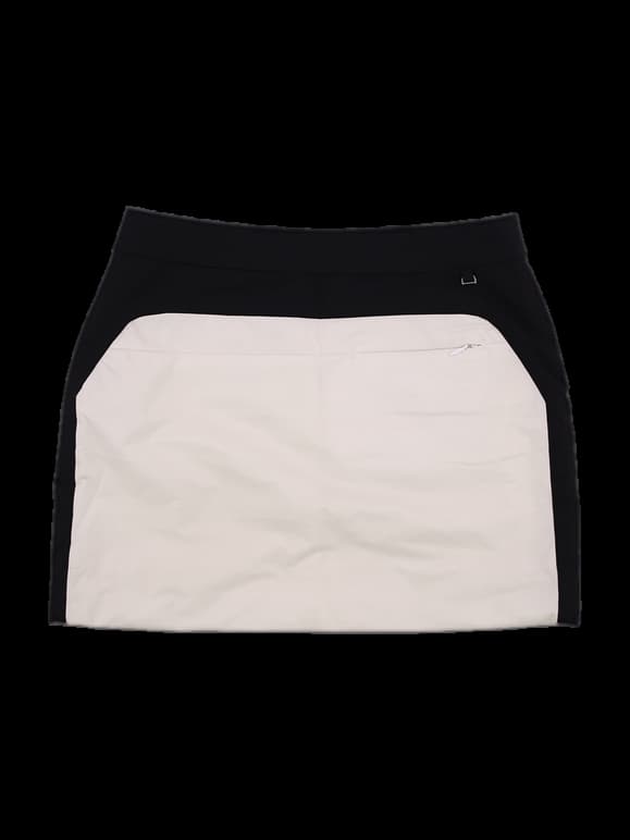 블랙/아이보리 배색 퀼팅 미니 스커트