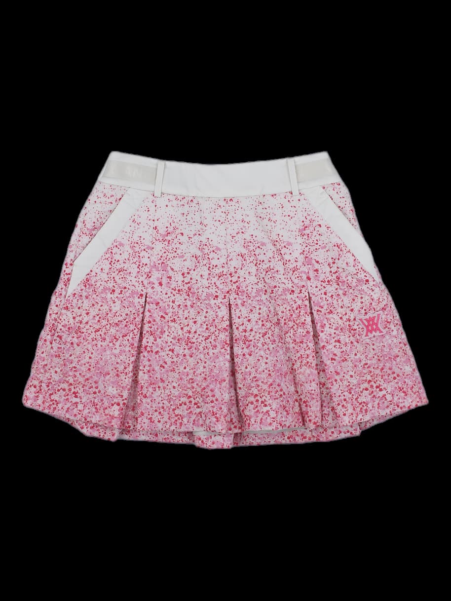 여성 핑크 옴브레 스프린클 플리츠 큐롯 스커트