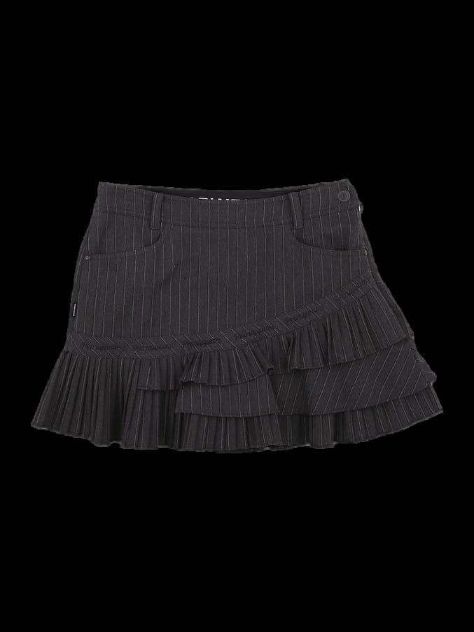 블랙 핀스트라이프 플리츠 큐롯 스커트