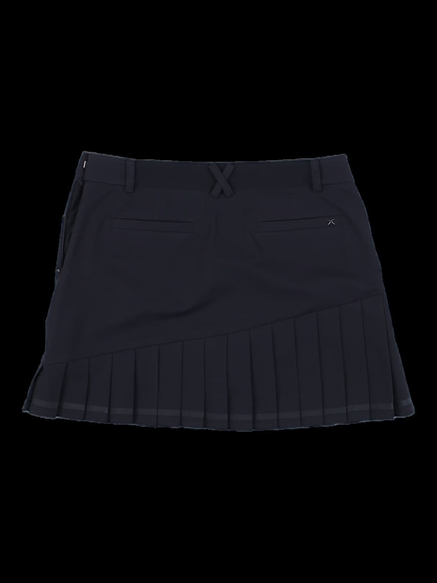 블랙 비대칭 주름 스커트