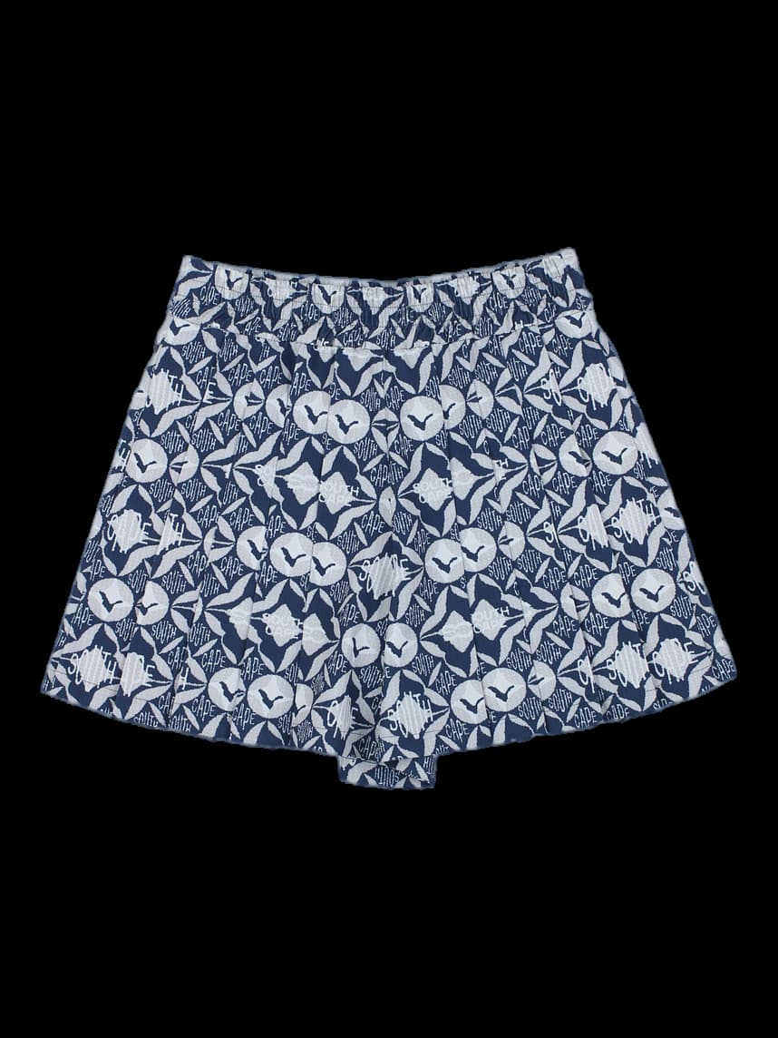 네이비 그래픽 패턴 반바지 스커트
