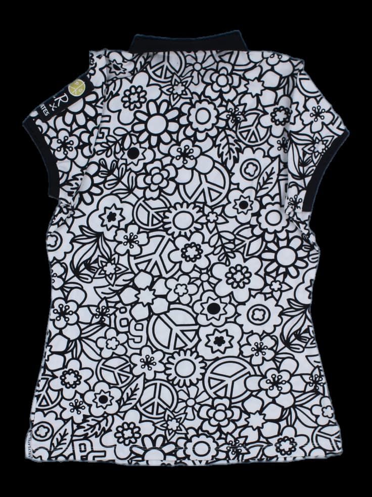 파리게이츠 여성 플라워 피스 심볼 패턴 반팔 카라티