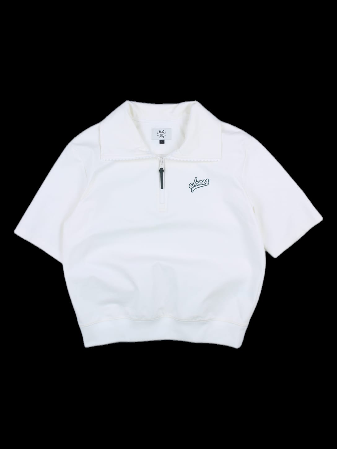 아이보리 크롭 반팔 카라 티셔츠