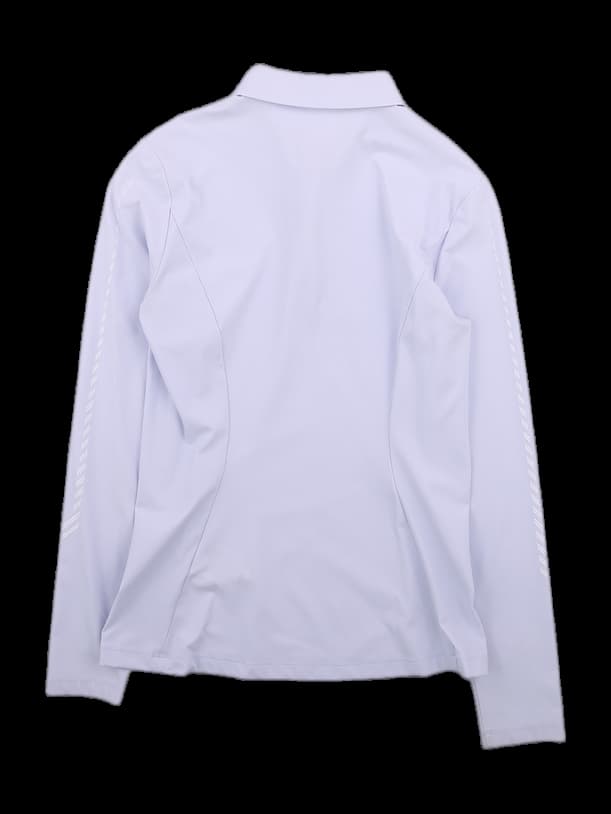 연보라색 스탠드 칼라 하프 지퍼 긴팔 티셔츠