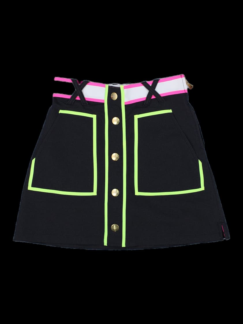 블랙 네온 파이핑 A라인 미니스커트