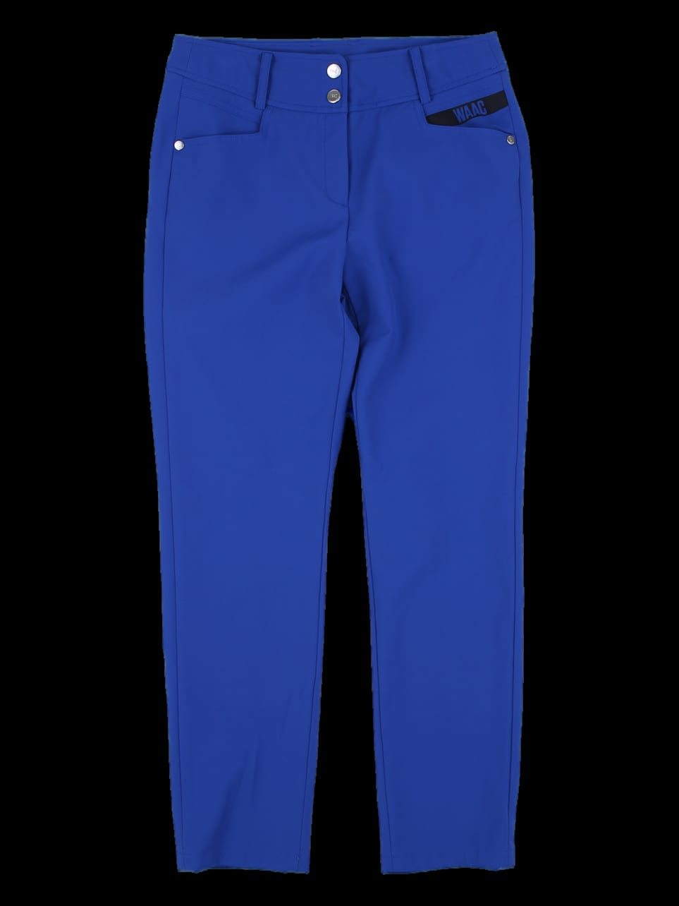 블루 솔리드 크롭 스택 팬츠