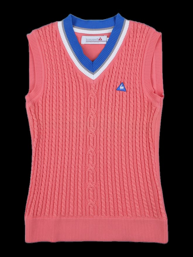 여성 르꼬끄 골프 케이블 니트 베스트