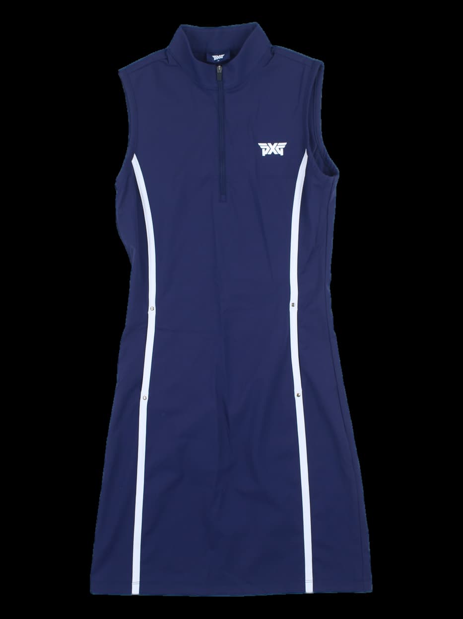 PXG 네이비 민소매 하프지퍼 원피스