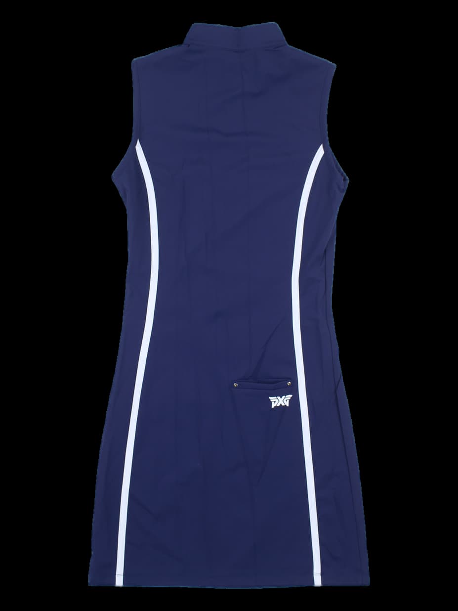 PXG 네이비 민소매 하프지퍼 원피스