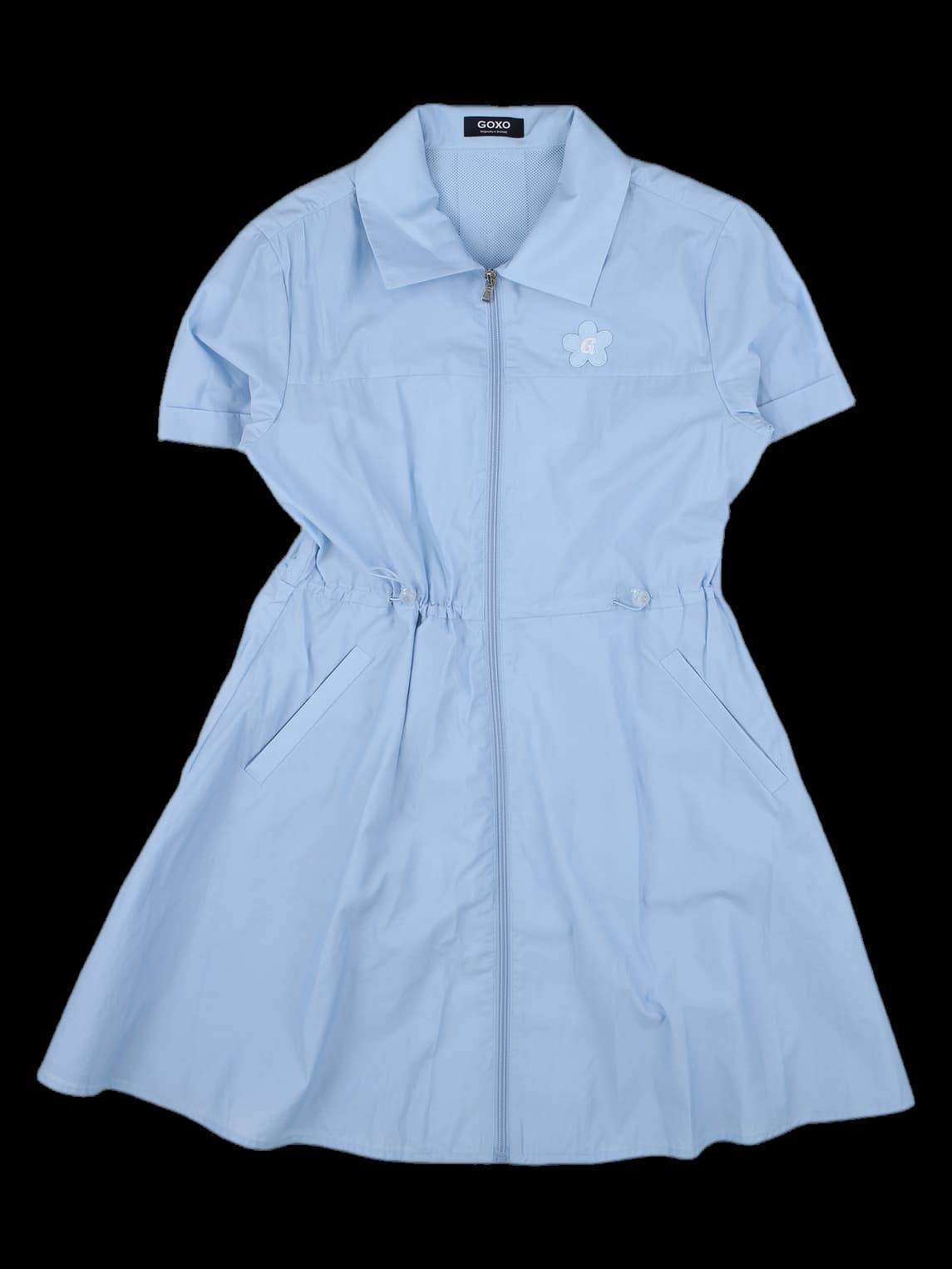 여성 반팔 집업 원피스 블루