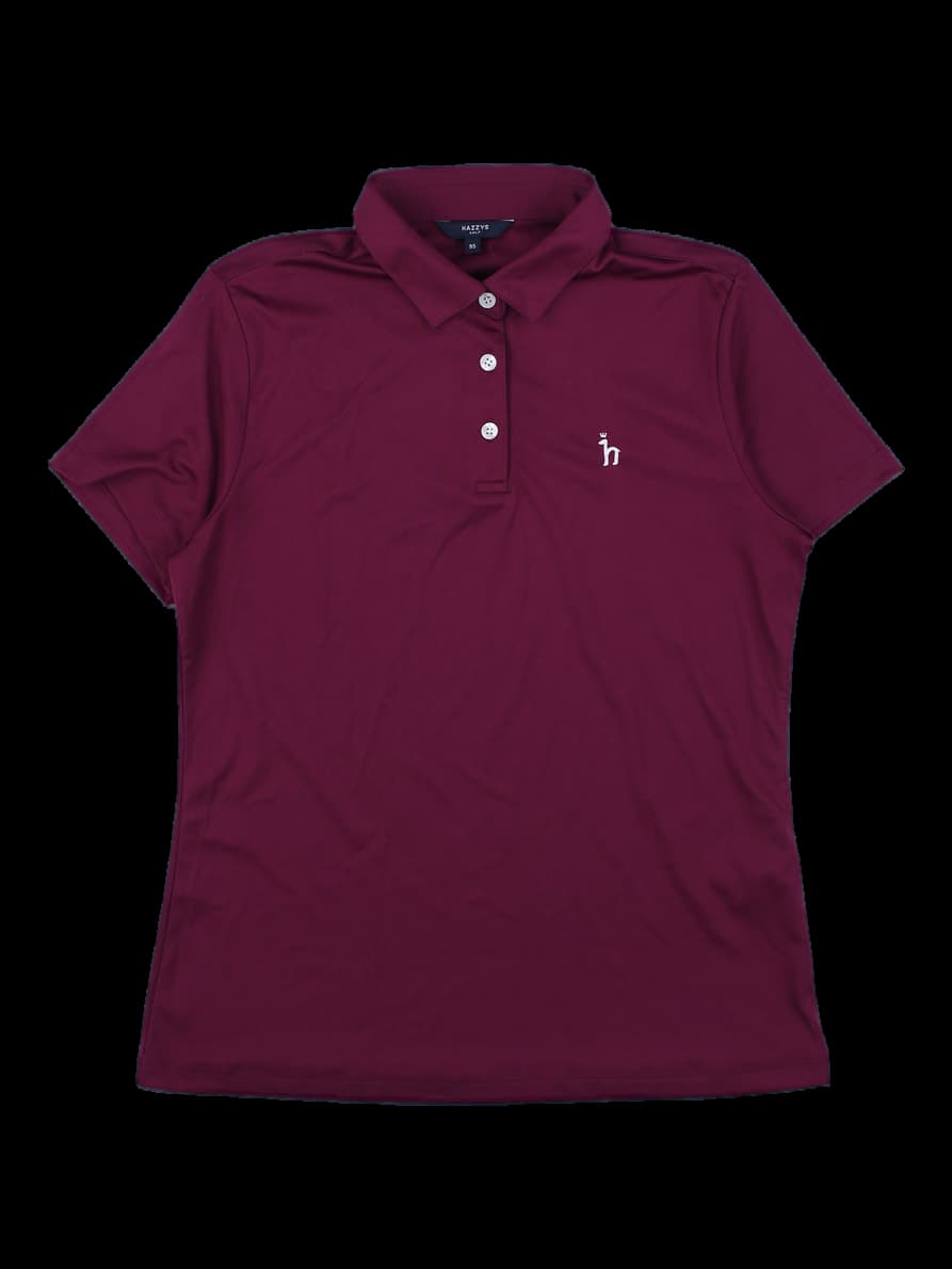 헤지스 여성 버건디 반팔 카라티