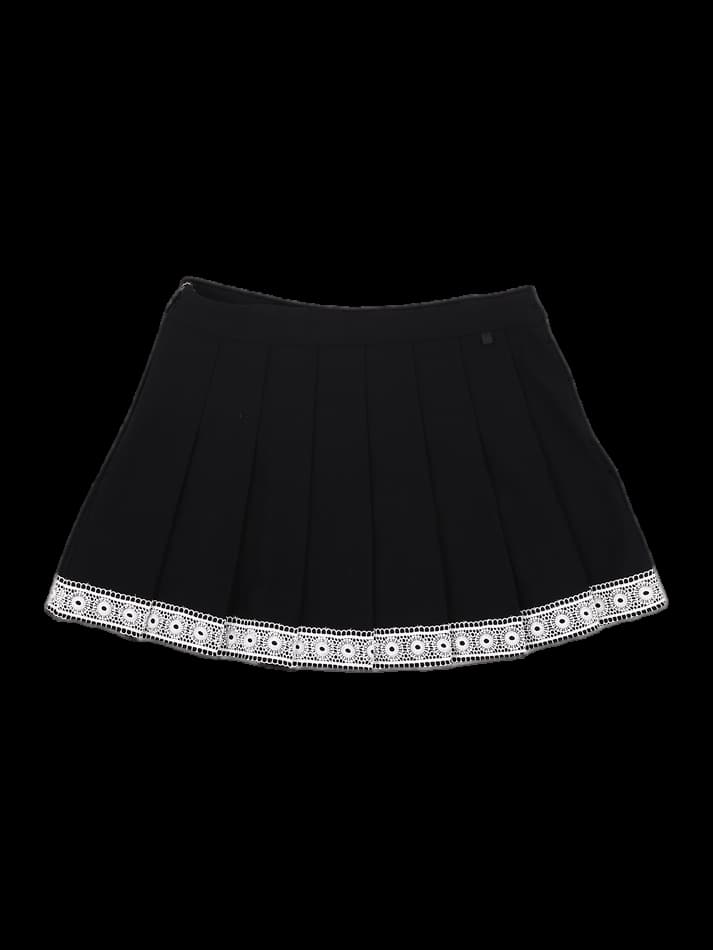 블랙 플리츠 레이스 스커트