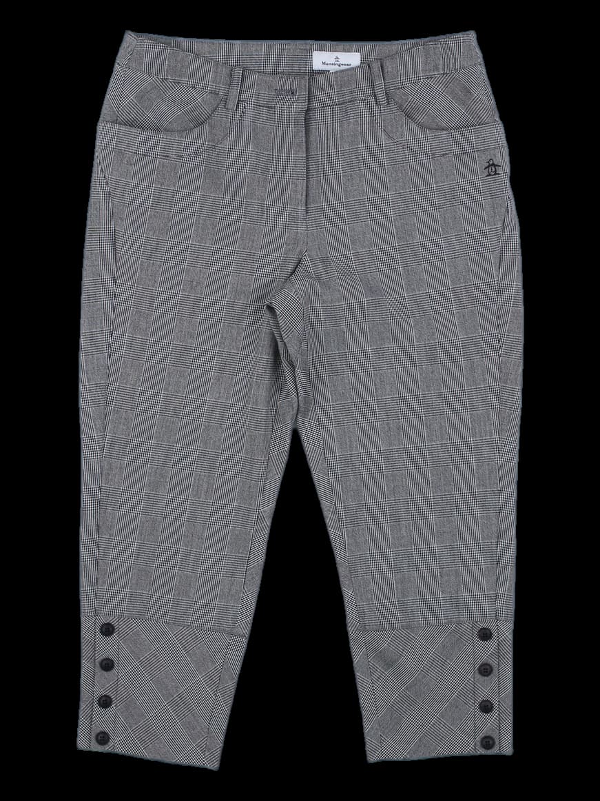 먼싱웨어 그레이 체크 크롭 팬츠