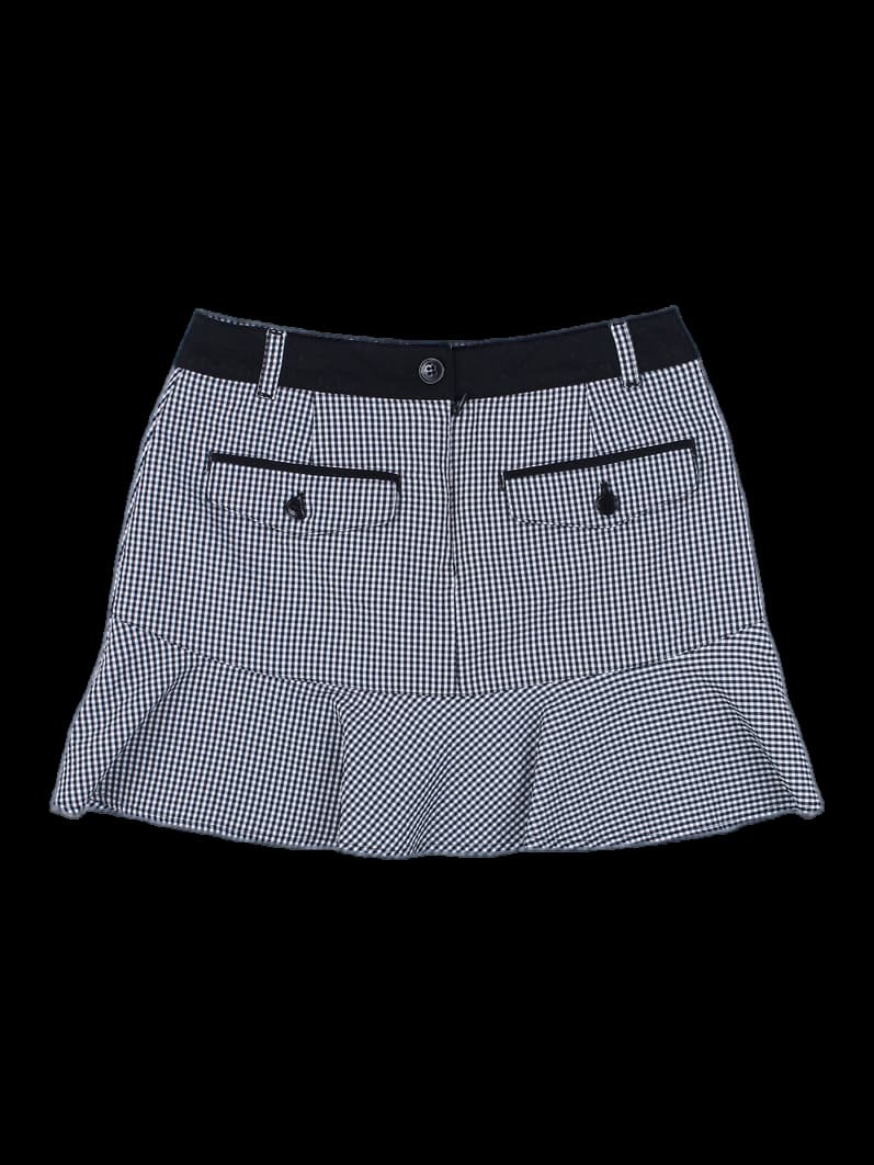 블랙 앤 화이트 깅엄 체크 플리츠 스커트