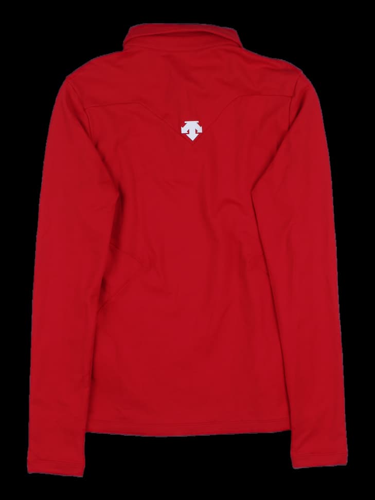 데상트 여성용 레드 긴팔 카라티