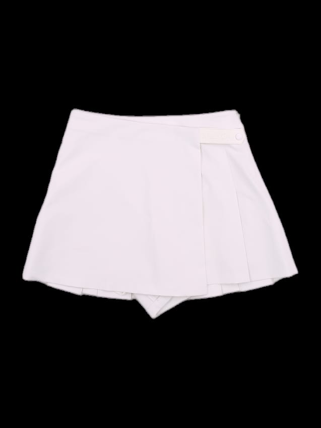 화이트 랩 플리츠 큐롯 스커트