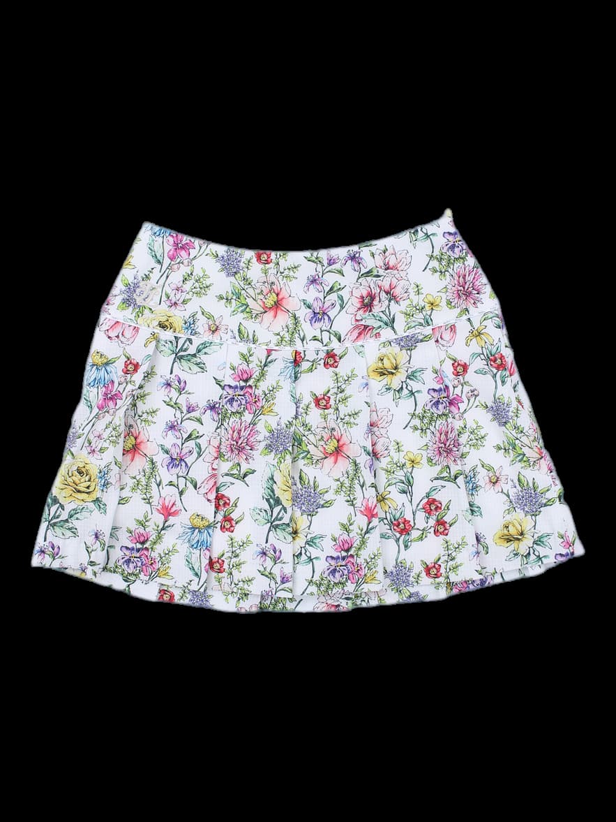 플라워 프린트 플리츠 스커트