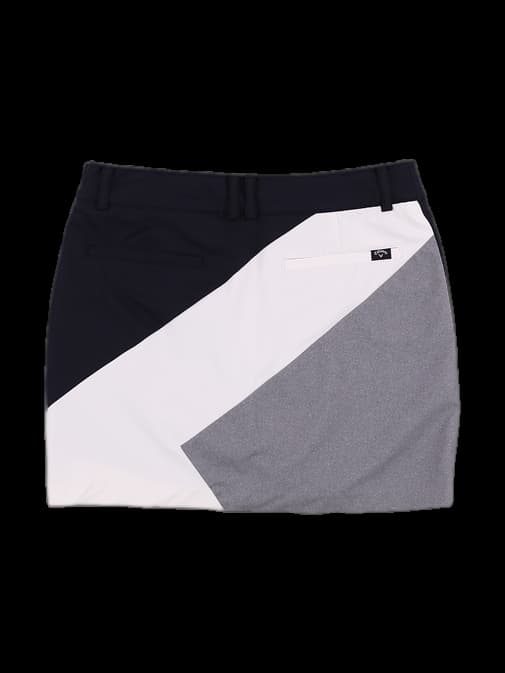 블랙 화이트 그레이 컬러블록 기하학 패턴 스커트