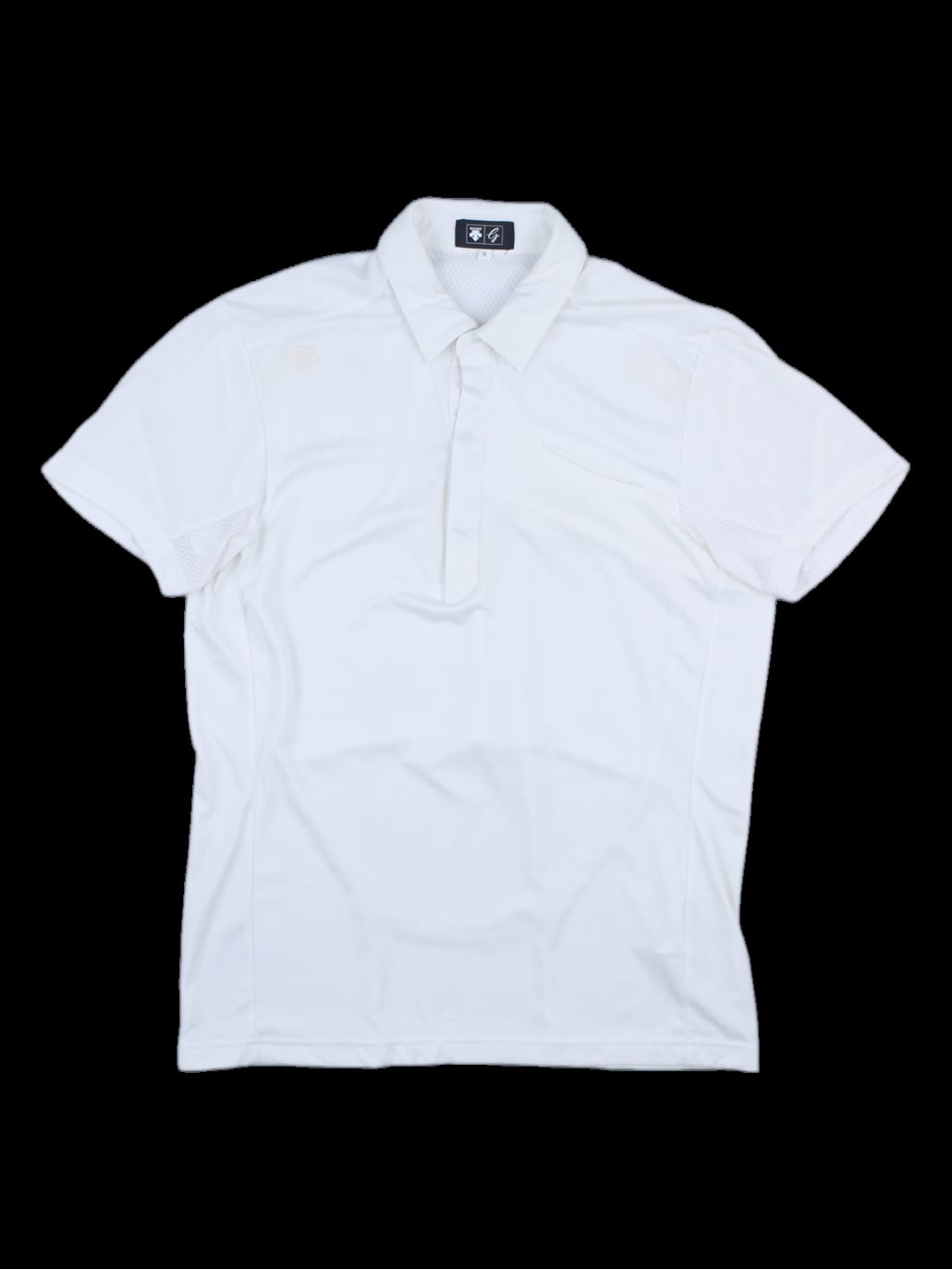 화이트 메시 배색 반팔 카라티