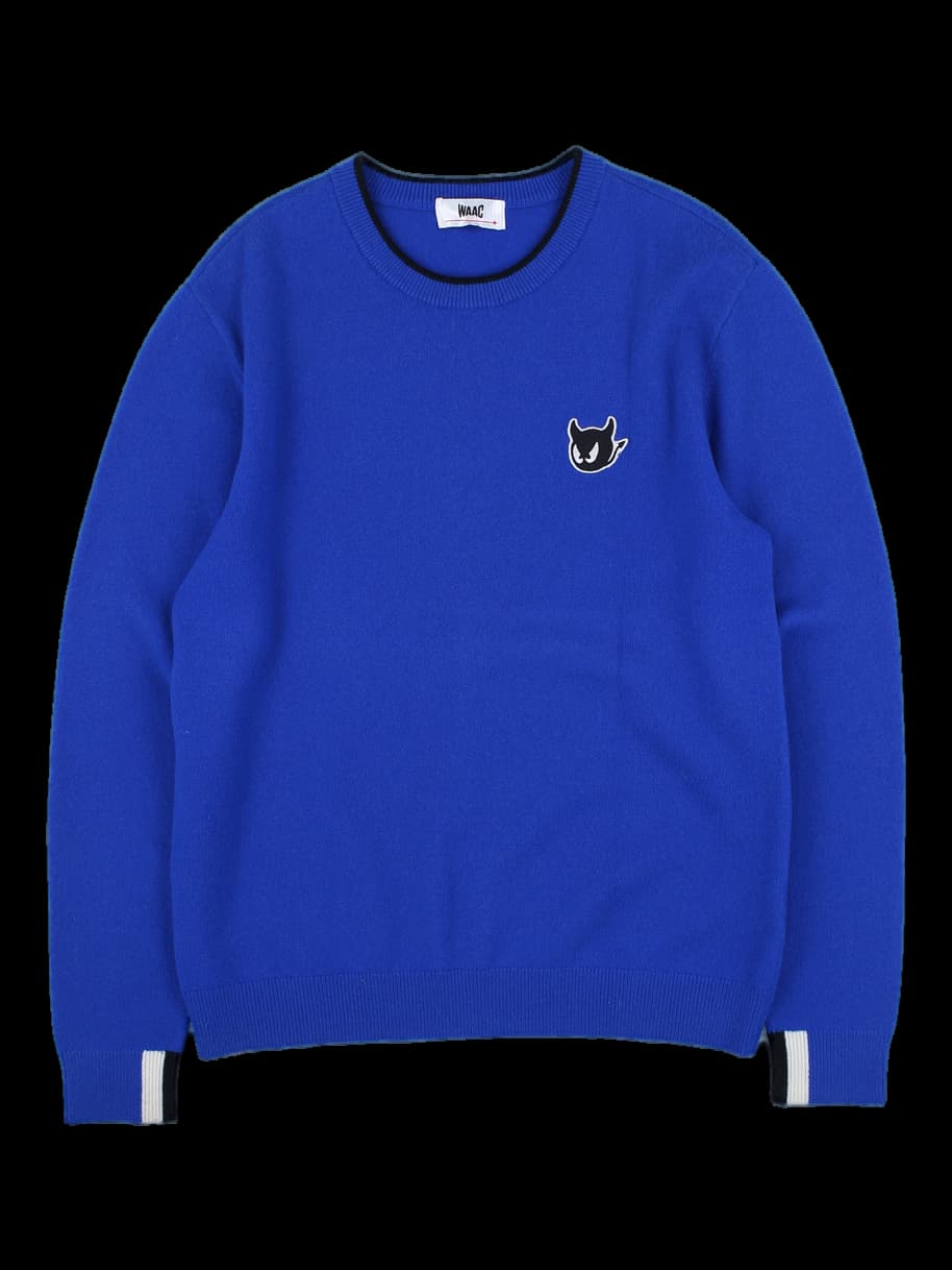 블루 크루넥 니트 스웨터