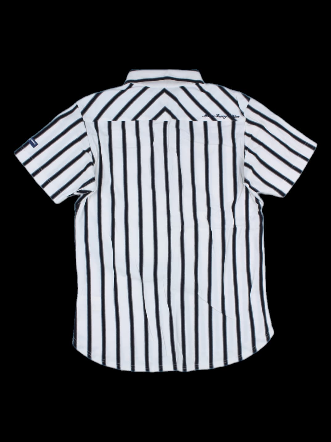 블랙 앤 화이트 스트라이프 반팔 카라티