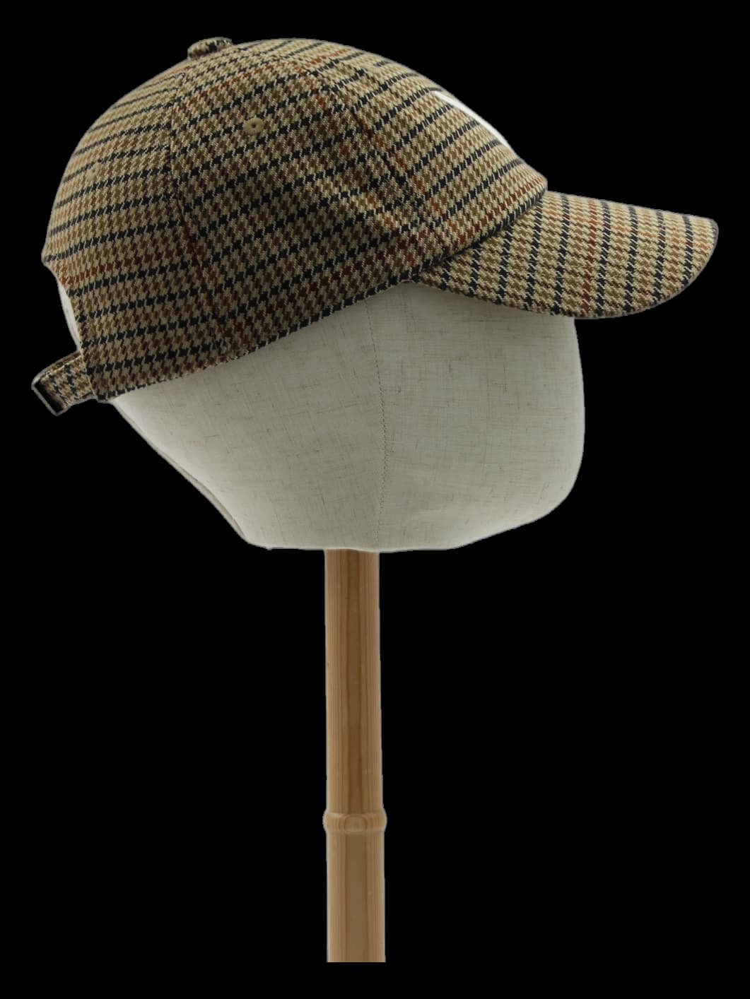 체크 볼캡 베이지