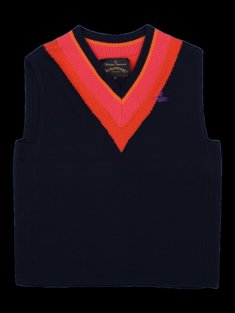 비비안웨스트우드 네이비 브이넥 니트 베스트
