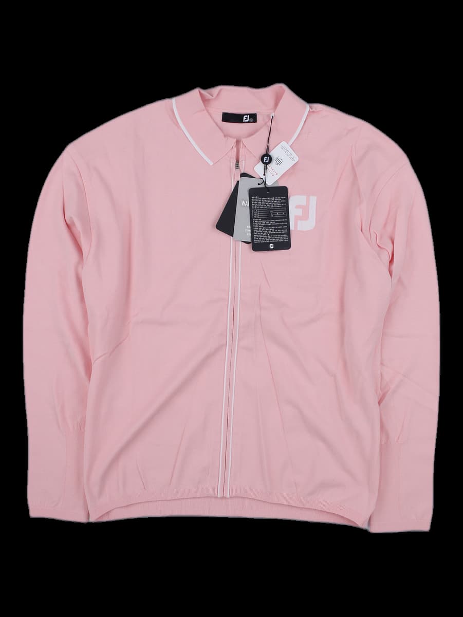 핑크 지퍼 넥 카라 니트 가디건