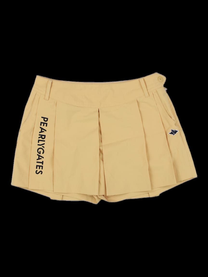 옐로우 플리츠 큐롯 스커트