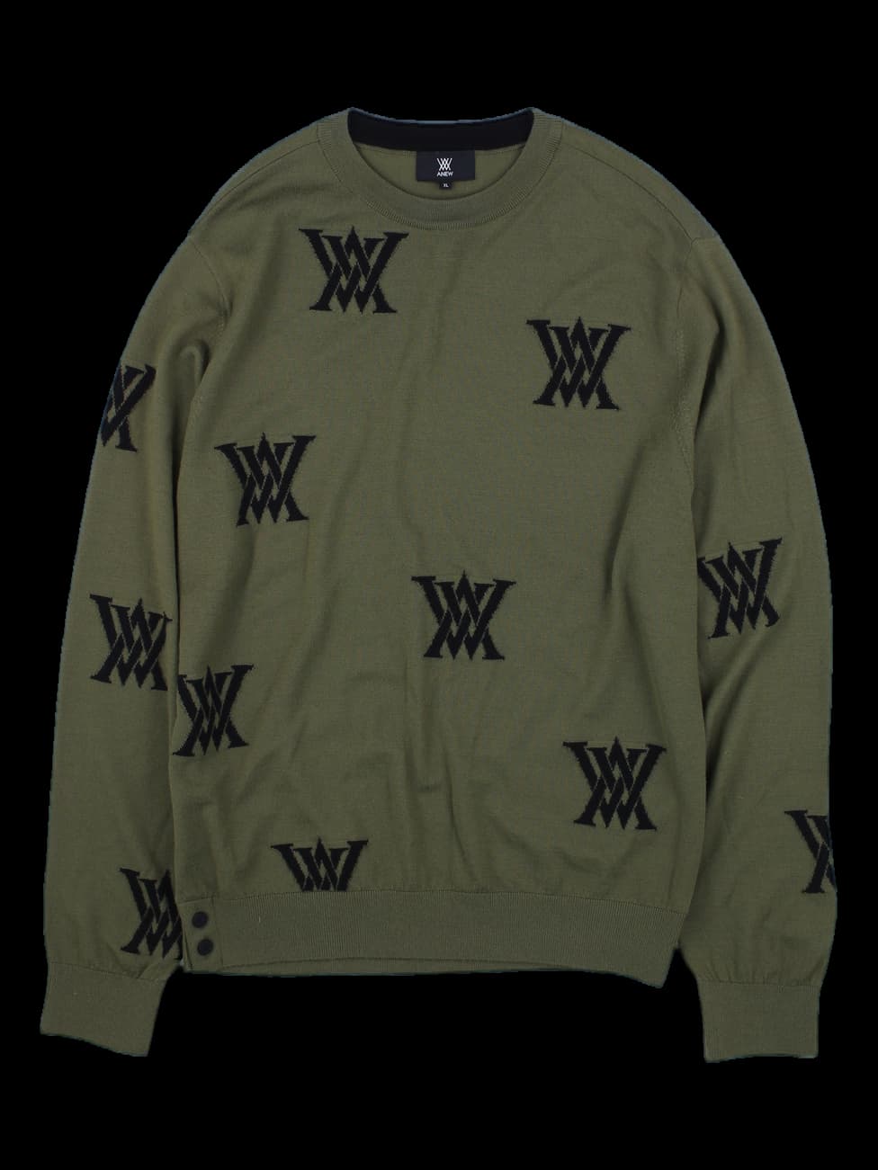 카키 로고 패턴 니트 스웨터