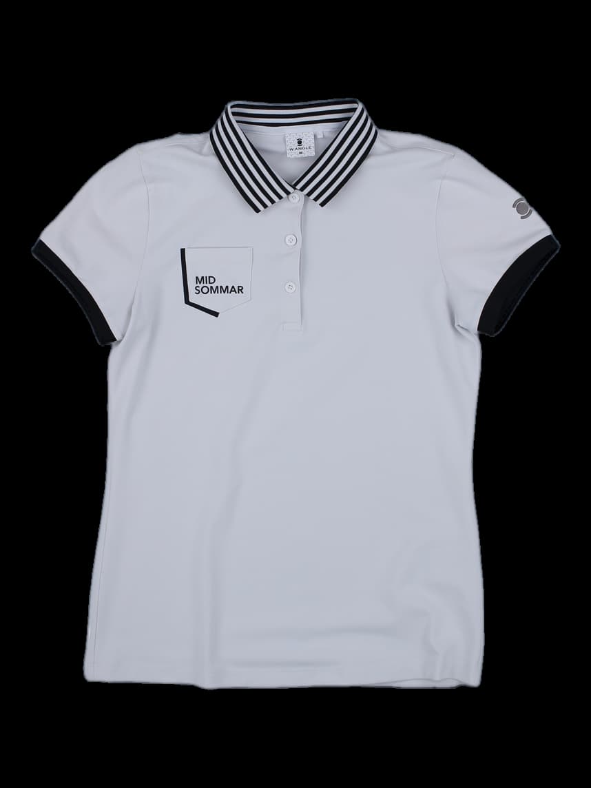 와이드앵글 여성 배색 칼라 반팔 폴로 티셔츠 (MID SOMMAR)