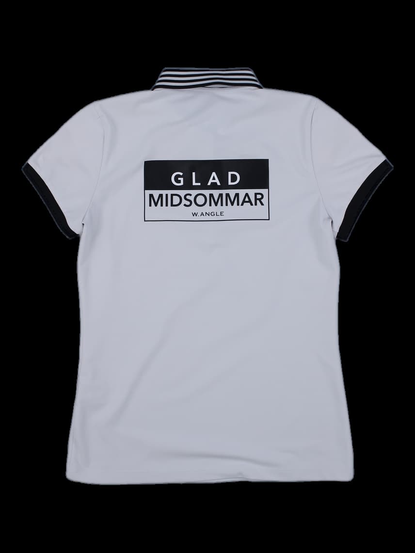 와이드앵글 여성 배색 칼라 반팔 폴로 티셔츠 (MID SOMMAR)