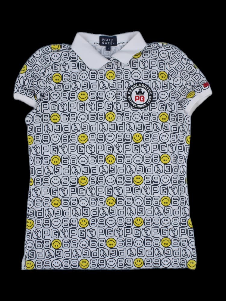 파리게이츠 여성 올오버 패턴 스마일 반팔 카라티