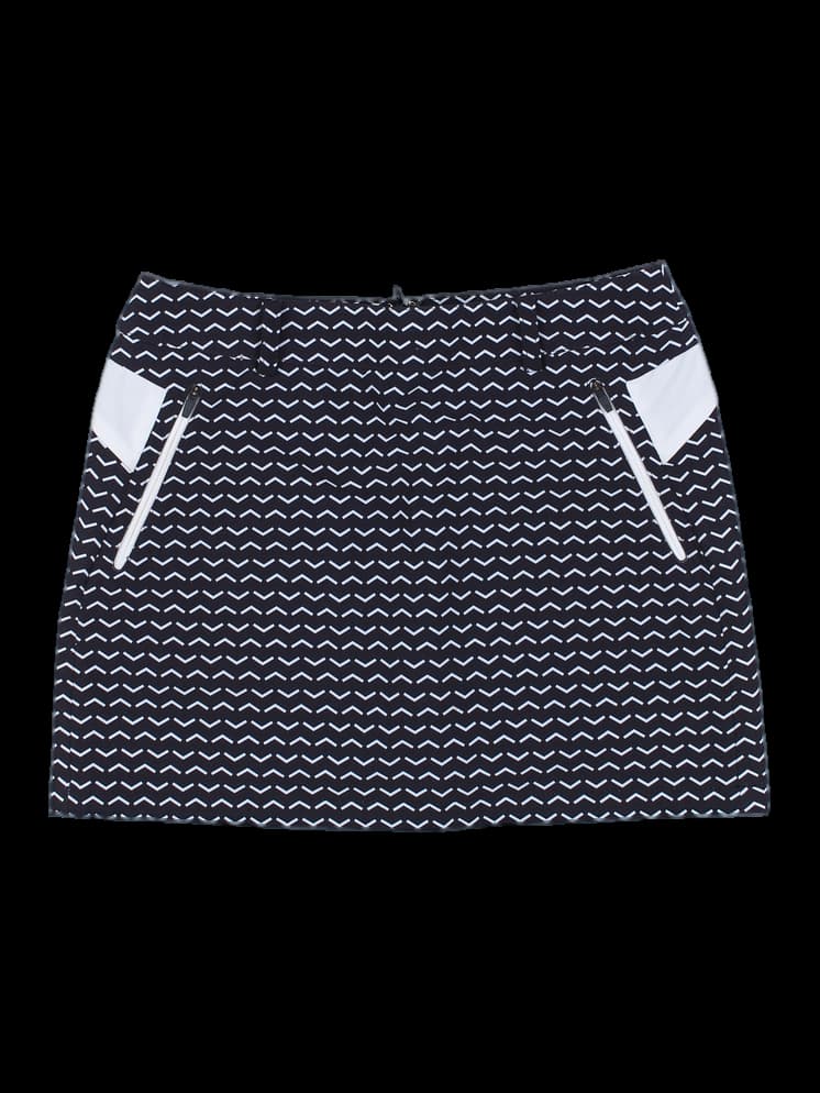 블랙 앤 화이트 지그재그 패턴 미니 스커트