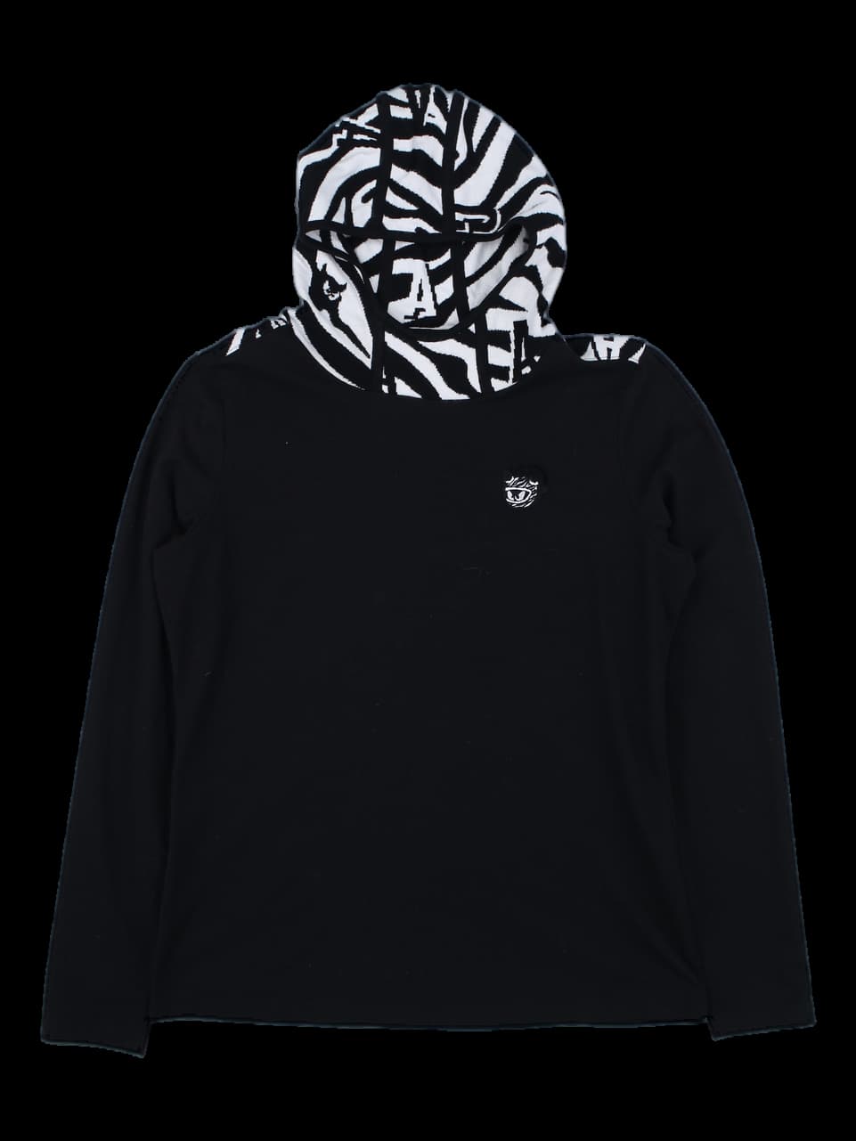 블랙 지브라 패턴 후드 티셔츠