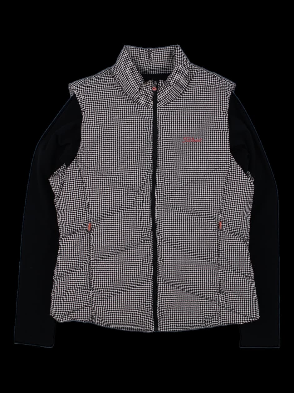 여성 하운드투스 패턴 하이브리드 다운 베스트